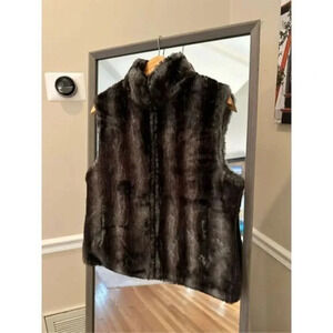 Boutique Faux Fur Sleeveless Vest Gray Medium‎